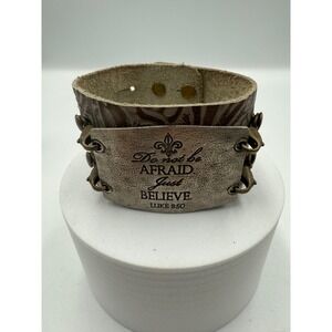 Faith Leather Cuff Bracelet Luke 8:50 Just Believe Embossed Western Religious